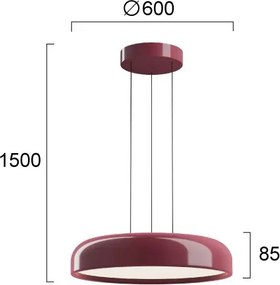 Lustră LED suspendată pe cablu ALENSA LED/60W/230V CRI 94 roșie