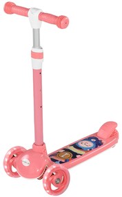 AIYAPLAY Trotinetă pentru copii cu 3 roți cu LED-uri luminoase ghidon reglabil frână prin frecare spate de 2 la 6 ani Roz | Aosom Romania