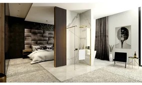 Paravan de dus tip Walk-in Rea Aero N 110x195 cm si etajera cu suport auriu