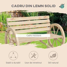 Outsunny Banca Country Fonta 127×60×85 cm – 2‑locuri cu Cotiere Rotative Neagra | Aosom Romania