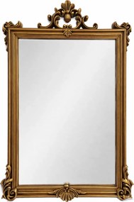 Oglindă decorativă de perete, ramă aurie antichizată, 60x90 cm