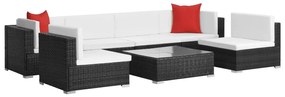 44599 vidaXL Set mobilier de grădină cu perne, 7 piese, negru, poliratan