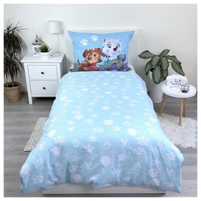 Lenjerie de pat pentru copii albastră din bumbac pentru pat de o persoană 140x200 cm Paw Patrol – Jerry Fabrics