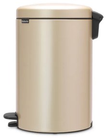 Cos de gunoi cu pedala Brabantia NewIcon 1003205, 20 L, Inchidere lina, Baza antiderapanta, Auriu metalic