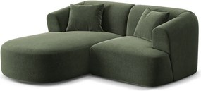 Colțar verde cu tapițerie din catifea (cu colț pe partea stângă/cu șezlong) Campi – Cosmopolitan Design