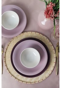 Set de veselă din ceramică, 18 piese, violet/alb