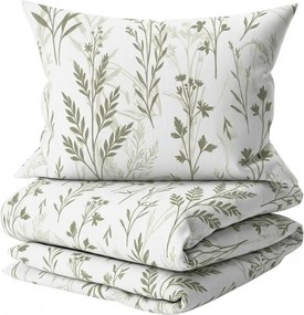Lenjerie pentru patut din bumbac Renforce LEAFORA albă Dimensiune lenjerie de pat: 45 x 65 cm | 90 x 140 cm