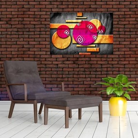 Tablou abstract cu simboluri istorice (90x60 cm)