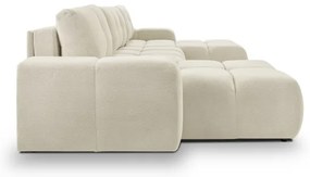 Colțar extensibil tapițat ALMADA, în formă de U, cu spațiu de depozitare, bej