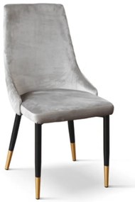 SET 4 Scaune Oro, structura metalica, catifea - GRI - CATIFEA - NEGRU - STANDARD