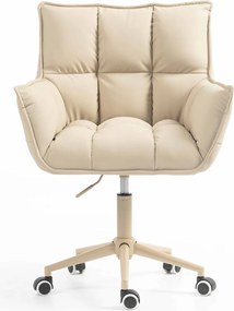 HR560K Scaun Crem Piele Ecologica Premium Soft cu Bază Crem