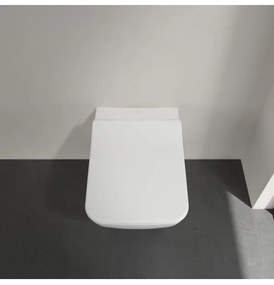Set vas WC rimless suspendat, Villeroy&amp;Boch Venticello, DirectFlush, cu capac inchidere lenta, 37.5x56cm, Alb Alpin, 4611RS01