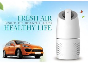 Purificator de aer pentru automobil OBERON 05A, 8m³/h, 360°, Ultra silentios, Hepa + ionizator, LED, Alb