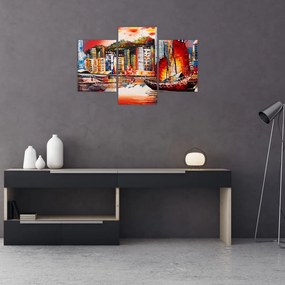 Tablou - Victoria Harbour, Hong Kong, pictură în ulei (90x60 cm)