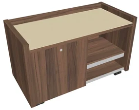 Comodă mobilă Verno 100 x 50 cm cu sticlă, stânga, nuc / vanilie