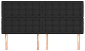 Tablii de pat, 4 buc, negru, 100x5x78 88 cm, piele ecologica 4, Negru, 200 x 5 x 118 128 cm