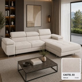 Coltar Extensibil Willson Tip 270, Dimensiuni 277x200 Cm, Lada depozitare, Tetiere Reglabile, Stofa Castel Easy Clean-Multiple Variante Culori
