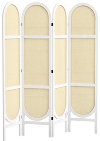 HOMCOM Paravent interior din lemn 4 panouri 170 x 160 cm pliabil și portabil, model țesut manual, alb | Aosom Romania