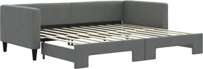 vidaXL Pat de zi cu extensie, gri închis, 90x200 cm, textil