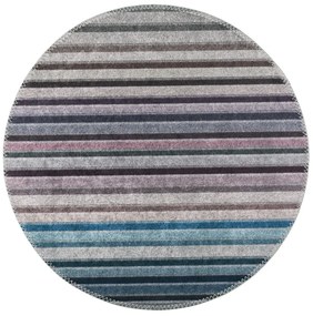 Covor albastru/gri lavabil rotund ø 120 cm – Vitaus