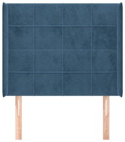 Tablie pat cu aripioare albastru inchis 93x16x118 128cm catifea 1, Albastru inchis, 93 x 16 x 118 128 cm