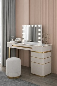 Oglindă cosmetică, sistem iluminare LED cu 3 culori, Port de încărcare USB, Alb, 80x65 cm