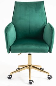 HR280K Scaun Verde din Catifea cu Bază Aurie