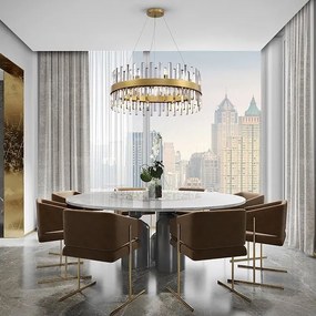 Lustra rotunda cu cristale din sticla Grace D75 auriu