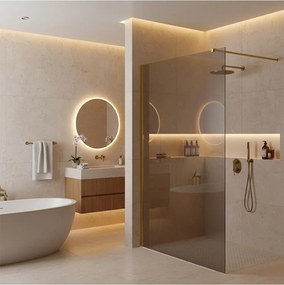 Paravan de dus fumuriu Rea Flexi Grey 90 cm auriu