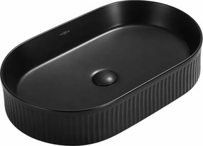 Mexen Grovo lavoar de blat canelat 49 x 31 cm, negru mat - 22304985