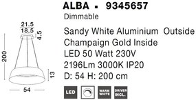 Pendul LED dimabil design modern ALBA alb 54cm