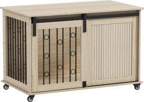 PawHut Cușcă pe roți, ușă culisantă, 100 x 56 x 65 cm, lemn, oțel | Aosom Romania