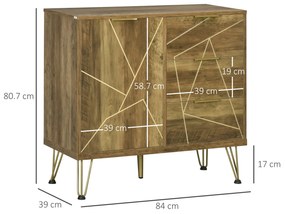 HOMCOM Mobilier Multifuncțional cu Dulap și 3 Sertare, pentru Living și Dormitor, din Lemn și Oțel, 84x39x80.7cm, Bronz | Aosom Romania