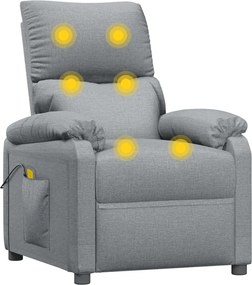 vidaXL Fotoliu de masaj, gri deschis, material textil