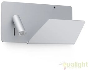 Aplica de perete ultra moderna / Lampa cu reader LED SUAU USB gri dormitor dreapta 62123