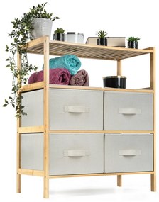 Raftier din bambus cu coșuri G21, 3 etajere, bej, 3 etaje