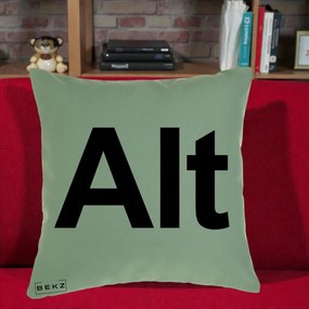 Perna Personalizata Tasta Alt Tipografie Bold, 40x40 cm, Verde, Husa Detasabila, Perna Inclusa, BEKZ®