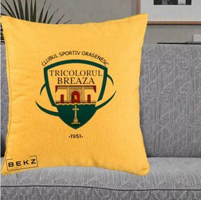 Perna Personalizata CSO Tricolorul Breaza 1951, 40x40 cm, Galben, Husa Detasabila, Perna Inclusa, BEKZ®