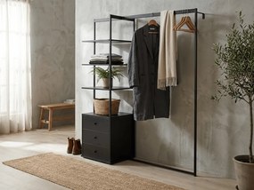 OFERTA Suport pentru haine cu raft ARDEO 150x180 cm, negru II. calitate