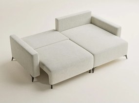 Colțar crem extensibil/cu spațiu de depozitare cu tapițerie din chenille (cu colț pe partea dreaptă/cu șezlong) Leon – Maison de Rêve