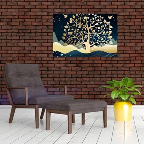 Tablou cu copac auriu (90x60 cm)