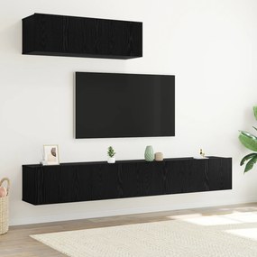 vidaXL Set Dulapuri TV Pe perete 3 pcs Stejar negru 200 x 30 x 30 cm