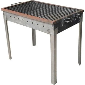 Gratar de gradina traditional din fier, realizat manual, picioare din cornier, 40 X 30 CM,Natur