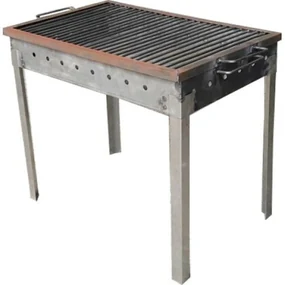 Gratar de gradina traditional din fier, realizat manual, picioare din cornier, 40 X 30 CM,Natur