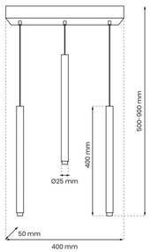 Lustră pe cablu MONZA 3xG9/8W/230V neagră/aurie