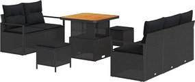 vidaXL Set de canapele pentru grădină cu pernă cu pernă 8 pcs Negru
