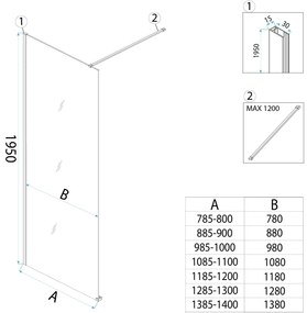 Paravan de dus Rea Flexi Transparent / Gold 110
