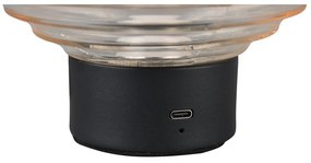 Veioză neagră/bej LED cu intensitate reglabilă cu abajur din sticlă (înălțime 14,5 cm) Earl – Reality