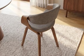 Scaun design scandinav, Lemn de frasin, textil gri texturat ORGANIC