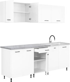 Dulap de bucătărie Primo 220 alb cu blat cromix